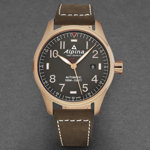 Alpina Men's AL525G4S4 'Startimer Pilot' Grey Dial Brown Leather