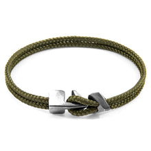 Load image into Gallery viewer, Khaki Green Brixham Silver and Rope Bracelet