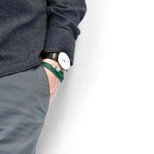 Load image into Gallery viewer, Fern Green Dundee Silver &amp; Leather Bracelet