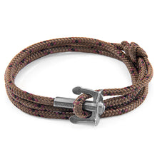 Load image into Gallery viewer, Brown Union Anchor Silver &amp; Rope Bracelet