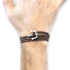 Brown Union Anchor Silver & Rope Bracelet