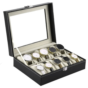 10 Grids PU Leather Watch Box Jewelry Storage