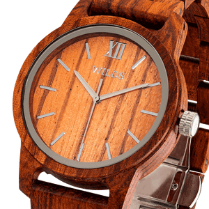 Men's Handmade Engraved Kosso Wooden Timepiece - Personal Message on