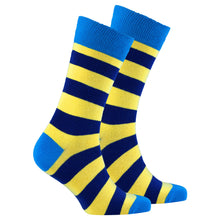 Load image into Gallery viewer, Men&#39;s Blue Canary Stripe Socks