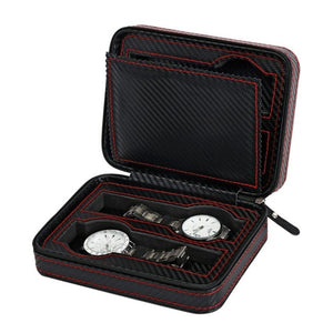 2/4 Grids Carbon Fibre Leather Watch Box with