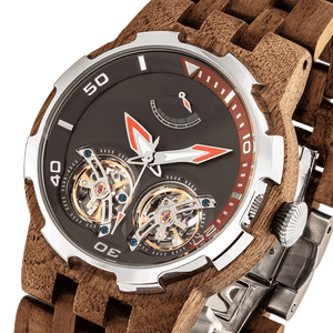 Men's Dual Wheel Automatic Walnut Wood Watch - For High End Watch