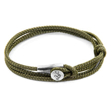 Load image into Gallery viewer, Khaki Green Dundee Silver and Rope Bracelet