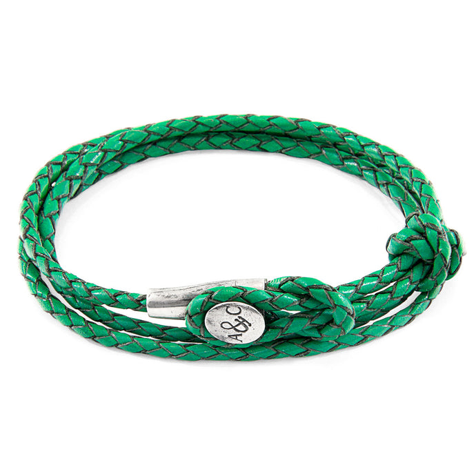 Fern Green Dundee Silver & Leather Bracelet