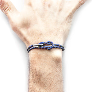 Royal Blue Padstow Silver & Leather Bracelet