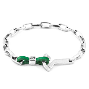 Fern Green Frigate Silver & Leather Bracelet