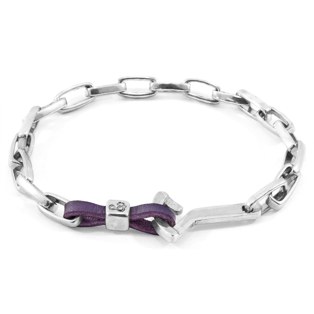 Grape Purple Frigate Silver & Leather Bracelet