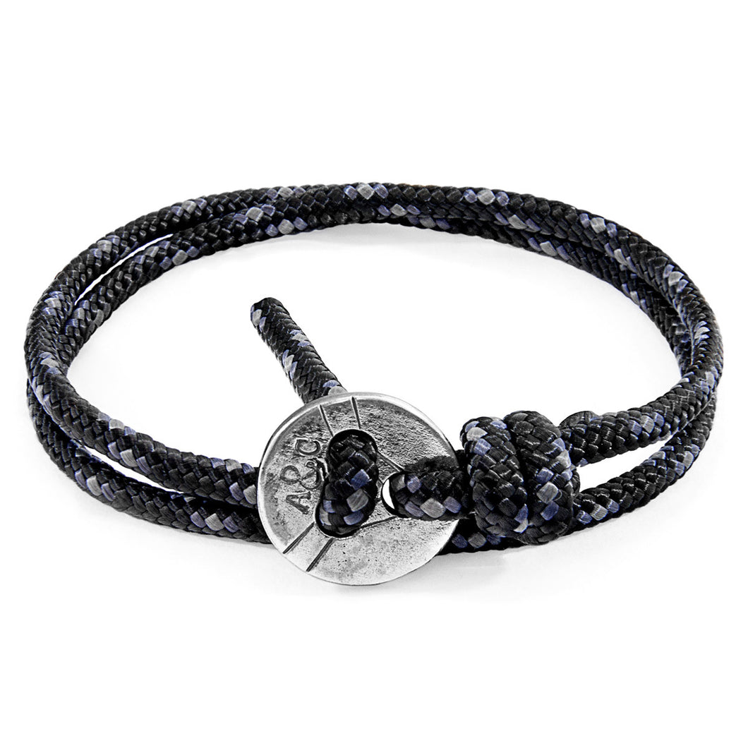 Black Lerwick Silver & Rope Bracelet