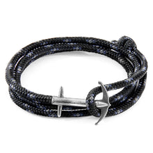 Load image into Gallery viewer, Black Admiral Anchor Silver &amp; Rope Bracelet