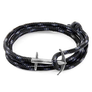 Black Admiral Anchor Silver & Rope Bracelet