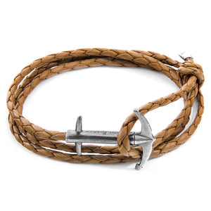 Light Brown Admiral Silver & Leather Bracelet