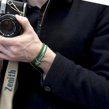 Load image into Gallery viewer, Fern Green Admiral Silver &amp; Leather Bracelet