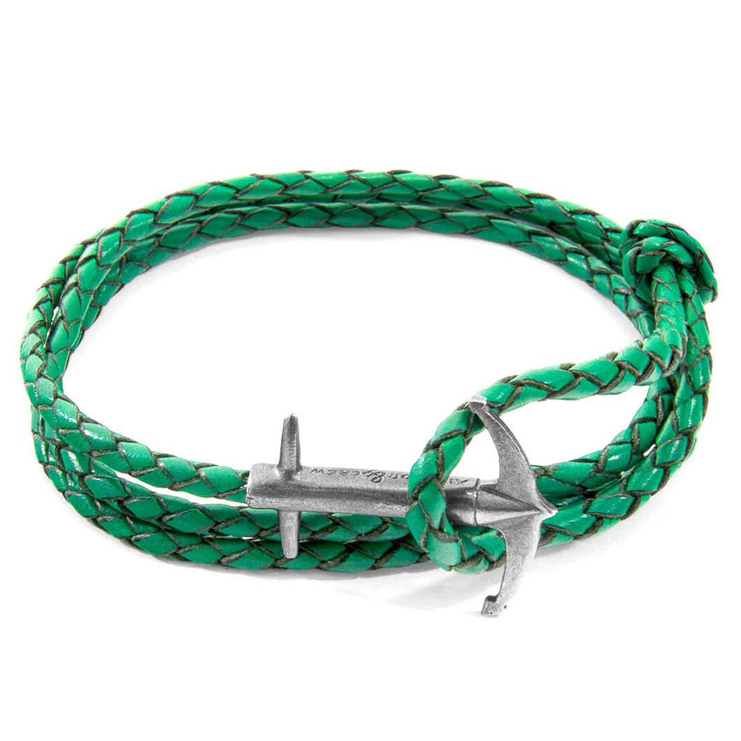 Fern Green Admiral Silver & Leather Bracelet