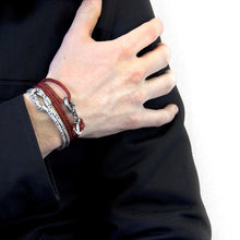 Load image into Gallery viewer, Red Noir Clyde Anchor Silver &amp; Rope Bracelet