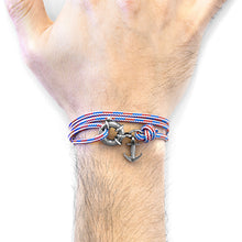 Load image into Gallery viewer, Red White &amp; Blue Clyde Silver &amp; Rope Bracelet