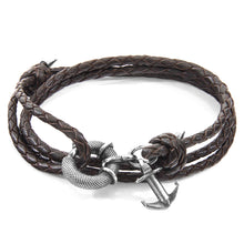 Load image into Gallery viewer, Dark Brown Clyde Silver &amp; Leather Bracelet
