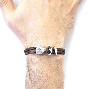 Brown Delta Anchor Silver and Rope Bracelet