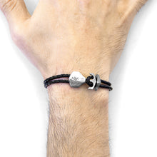 Load image into Gallery viewer, Coal Black Delta Anchor Silver &amp; Leather Bracelet
