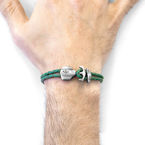 Fern Green Delta Anchor Silver & Leather Bracelet