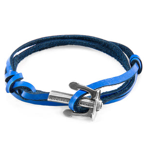 Royal Blue Union Anchor Silver & Leather Bracelet