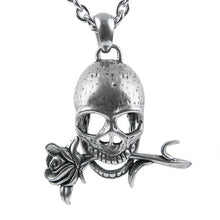 Load image into Gallery viewer, Memento Mori - Skull with Rose Necklace