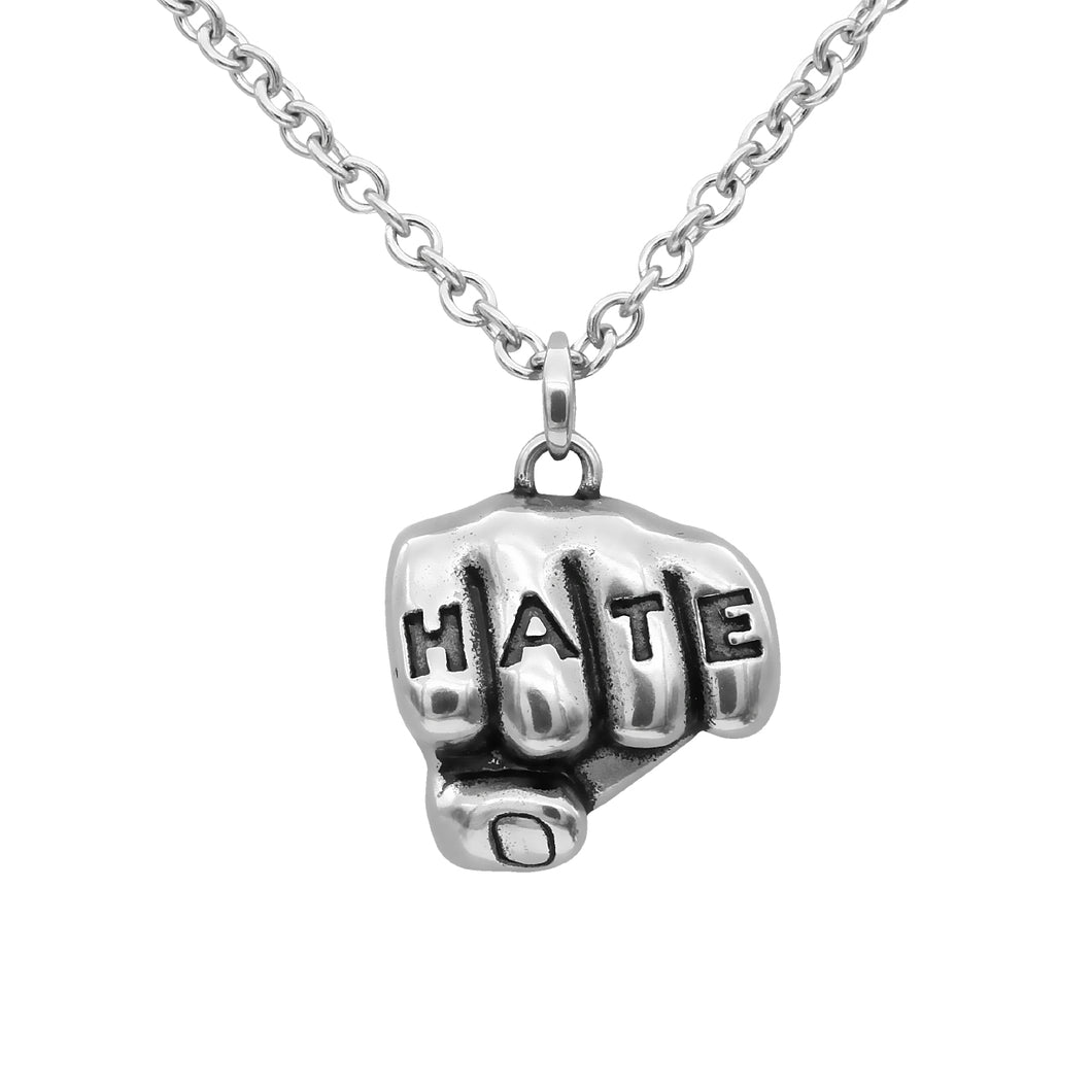 Hate Tattooed Hand Necklace