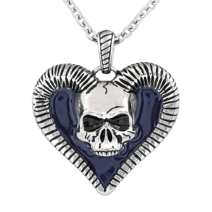 Horned Skull Heart Necklace