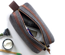 Load image into Gallery viewer, Felt &amp; Leather Toiletry Bag