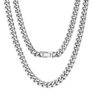 10mm Silver Hip Hop Cuban Chain Necklace