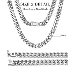 Load image into Gallery viewer, 10mm Silver Hip Hop Cuban Chain Necklace