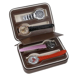 Durable 4 Slots PU Leather Jewelry Watch Box