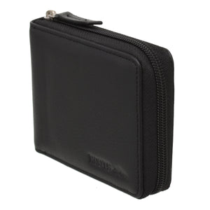 Leather Zip-Around Coin Wallet with RFID Protection
