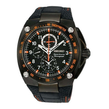 Load image into Gallery viewer, Seiko SNAE37 Sportura Black Dial Men&#39;s Chronograph Tachymeter Leather