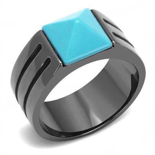 Men Stainless Steel Synthetic Turquoise Rings