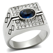 Load image into Gallery viewer, Men Stainless Steel Synthetic Crystal Rings TK369
