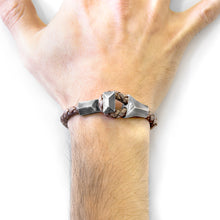 Load image into Gallery viewer, Taupe Grey Alderney Silver and Braided Leather Bracelet