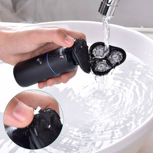 Men Electric Razor Rechargeable Travel Rotary Shaver IPX7 Waterproof