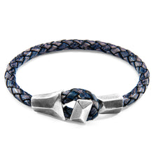 Load image into Gallery viewer, Indigo Blue Alderney Silver and Braided Leather Bracelet