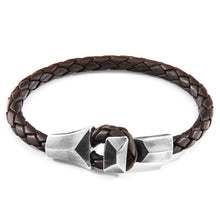 Load image into Gallery viewer, Cacao Brown Alderney Silver and Braided Leather Bracelet