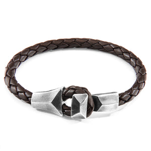 Cacao Brown Alderney Silver and Braided Leather Bracelet