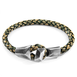 Petrol Green Alderney Silver and Braided Leather Bracelet