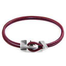 Load image into Gallery viewer, Bordeaux Red Brixham Silver &amp; Leather Bracelet