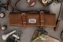 Load image into Gallery viewer, &quot;The Classic Knife Roll&quot; 12-Sloth Leather Knife bag - Whiskey