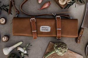 "The Classic Knife Roll" 12-Sloth Leather Knife bag - Whiskey